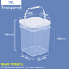 25L White Square Plastic Bucket with Lid and Handle