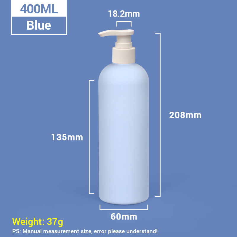 400ml Blue Plastic Shampoo Bottles with White Pump Cap