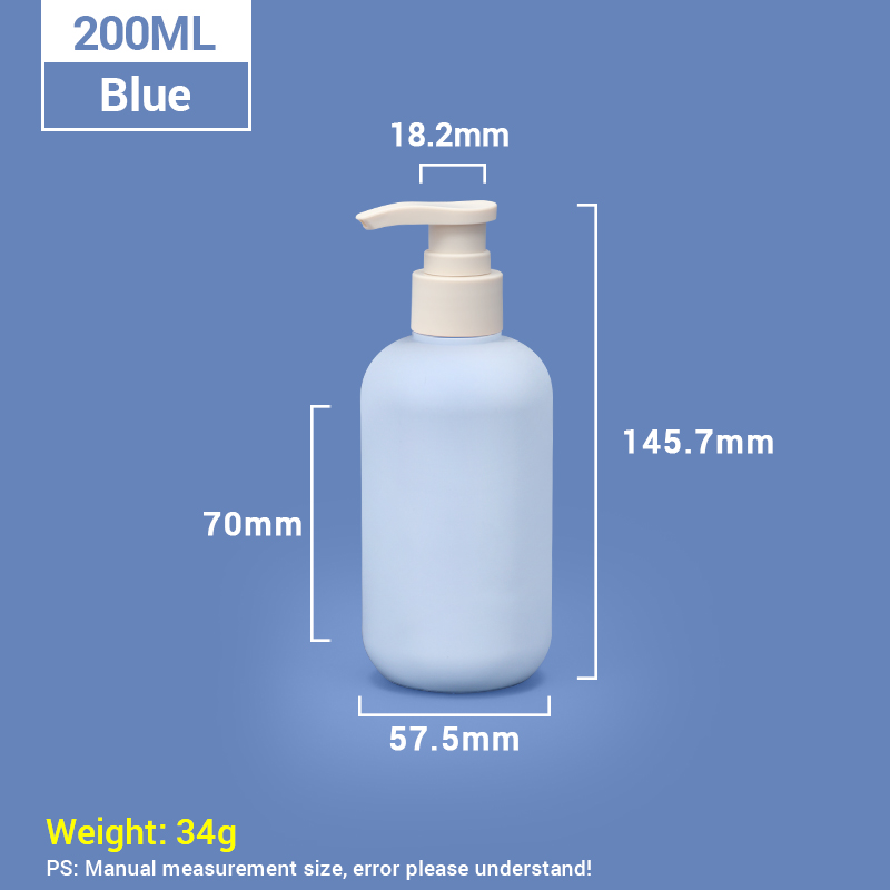 200ml Blue Plastic Shampoo Bottles with Apricot Pump Cap