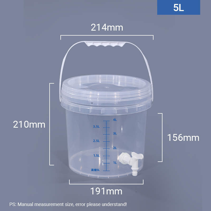 5L Round Graduated Mixing Pail Plastic Measuring Bucket with Tap