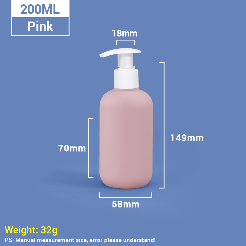 200ml Pink Portable Travel Size Plastic Shampoo Bottles with Self-locking Pump