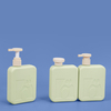 300ml Empty Green Plastic Square Shampoo and Conditioner Bottle