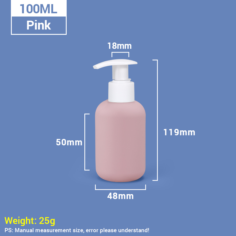 100ml 3.4oz Pink Travel Size Plastic Shampoo Bottles with Self-locking Pump