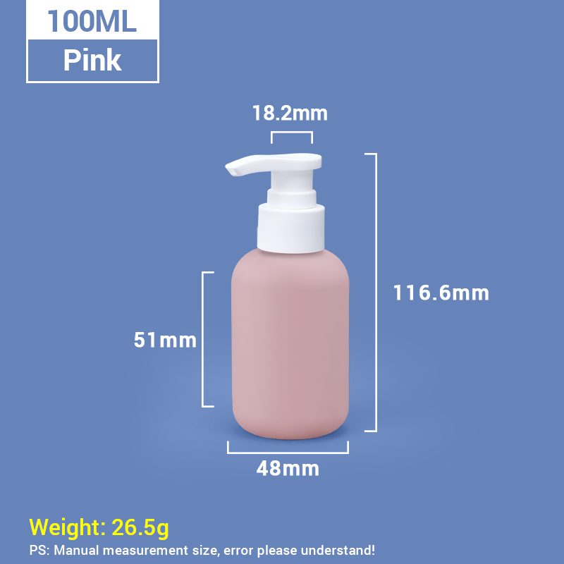 100ml Pink Travel Size Reusable Plastic Cosmetic Pump Bottles with White Pump Cap