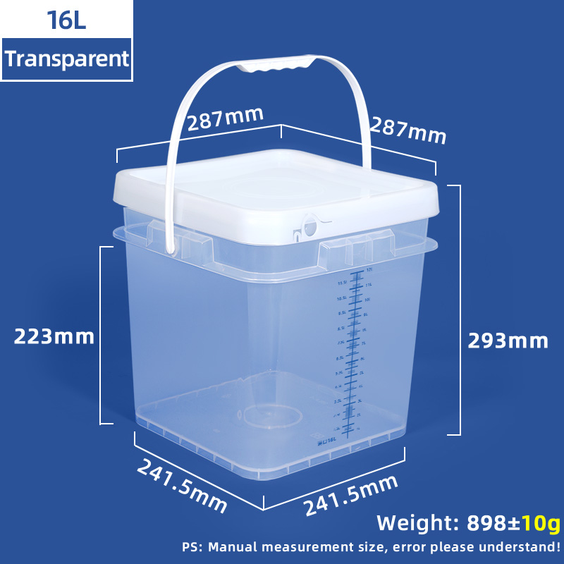 16L Square Graduated Mixing Pail Plastic Measuring Bucket