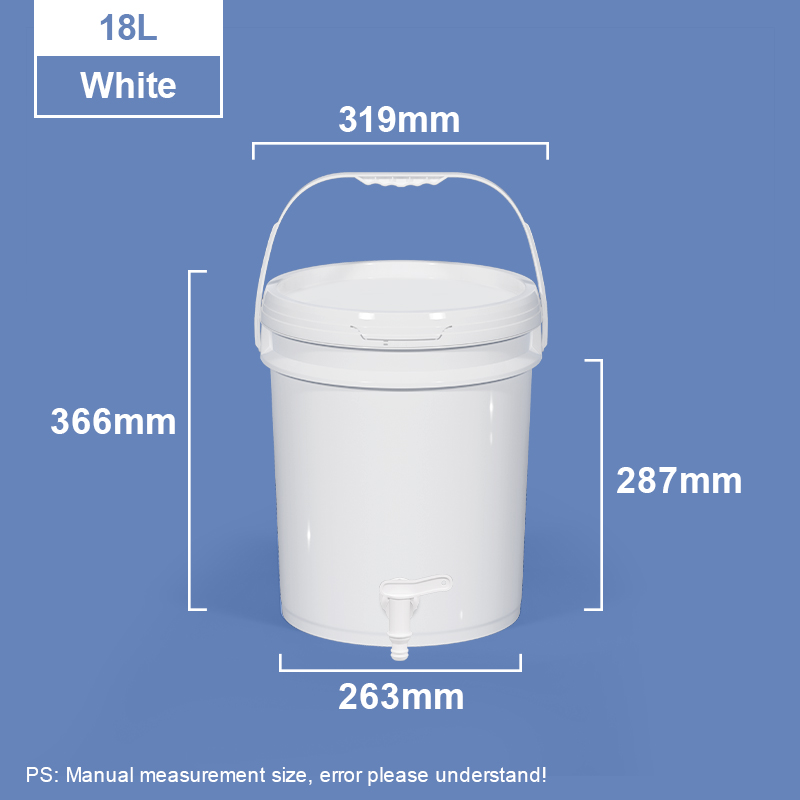 18L White Food Grade Plastic Bucket with Tap