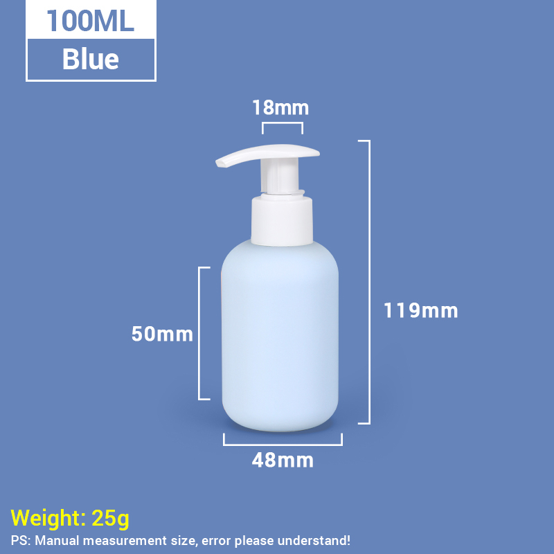 100ml 3.4oz Blue Travel Size Plastic Shampoo Bottles with Self-locking Pump