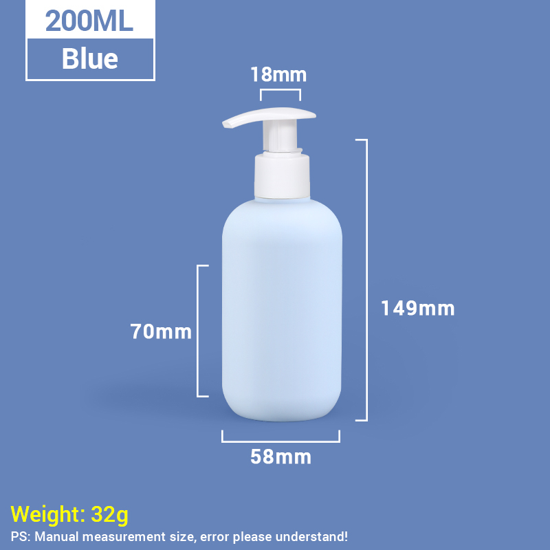 200ml Blue Portable Travel Size Plastic Shampoo Bottles with Self-locking Pump