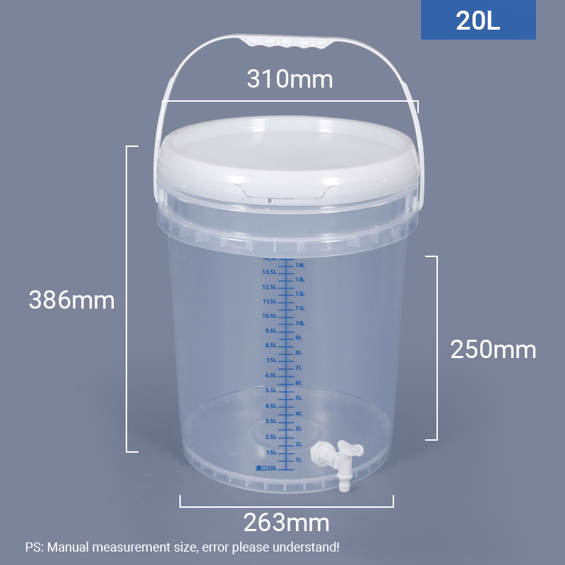 20L Round Graduated Mixing Pail Plastic Measuring Bucket with Tap