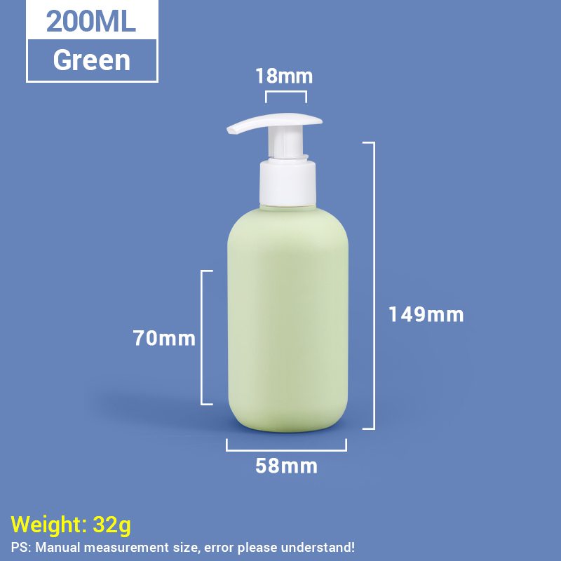 200ml Green Portable Travel Size Plastic Shampoo Bottles with Self-locking Pump
