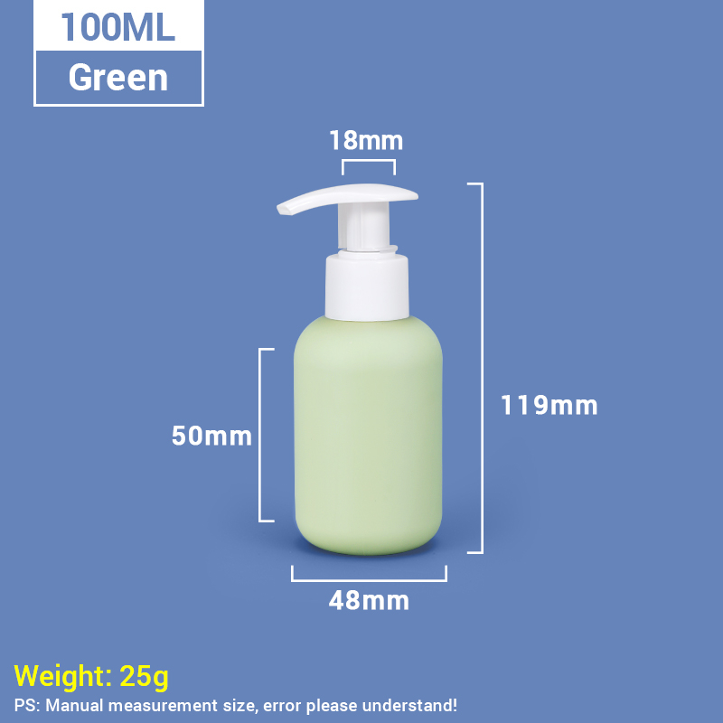 100ml 3.4oz Green Travel Size Plastic Shampoo Bottles with Self-locking Pump