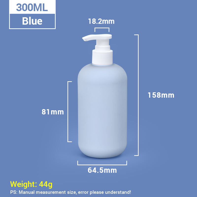300ml Blue Plastic Shampoo Bottles with White Pump Cap