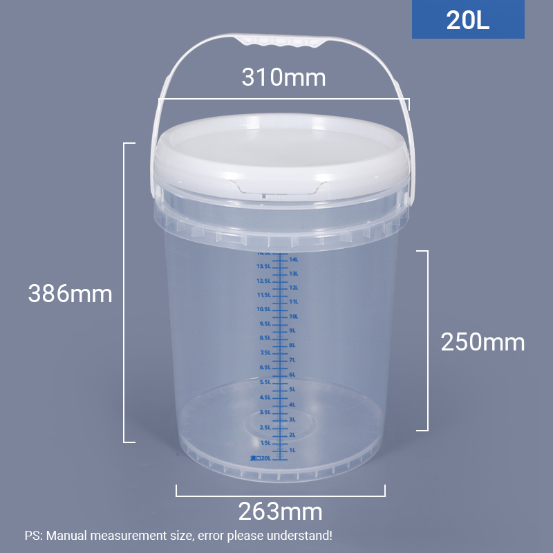 20L Round Graduated Mixing Pail Plastic Measuring Bucket