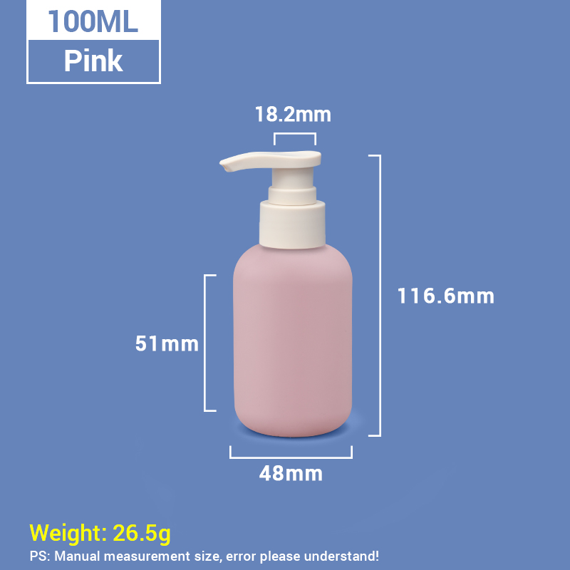 100ml Pink Travel Size Reusable Plastic Cosmetic Pump Bottles with Apricot Pump Cap