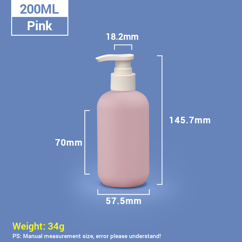 200ml Pink Plastic Shampoo Bottles with Apricot Pump Cap