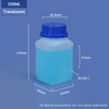 250ML Wide Neck Square HDPE Bottle for Chemical Powder Packaging 