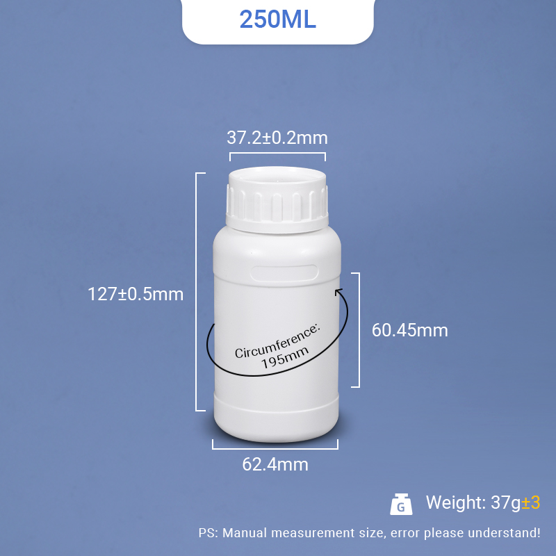 250ml Plastic HDPE Bottle with TE Lid and Measuring Cover