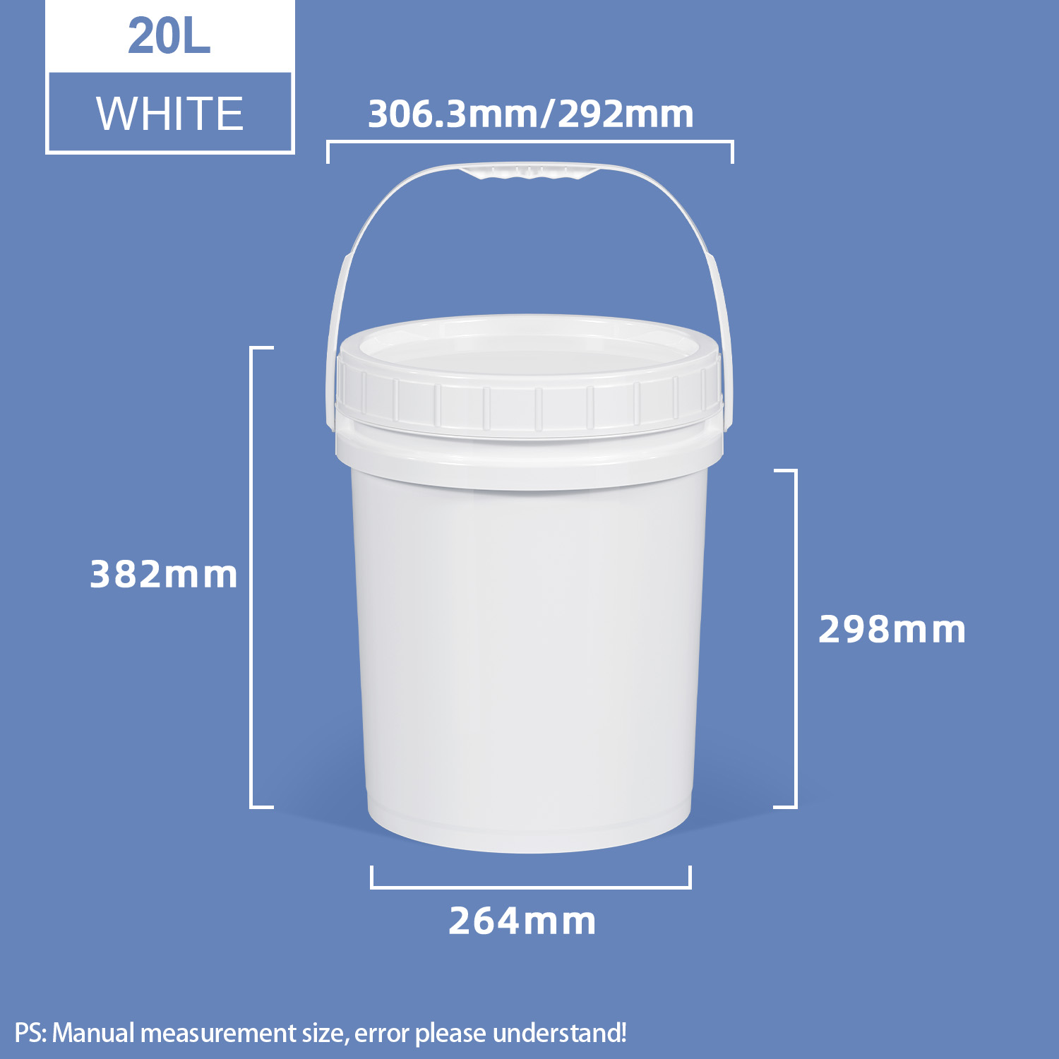 20L 5 Gallon Screw Top Pail Plastic Buckets with Screw On Lid