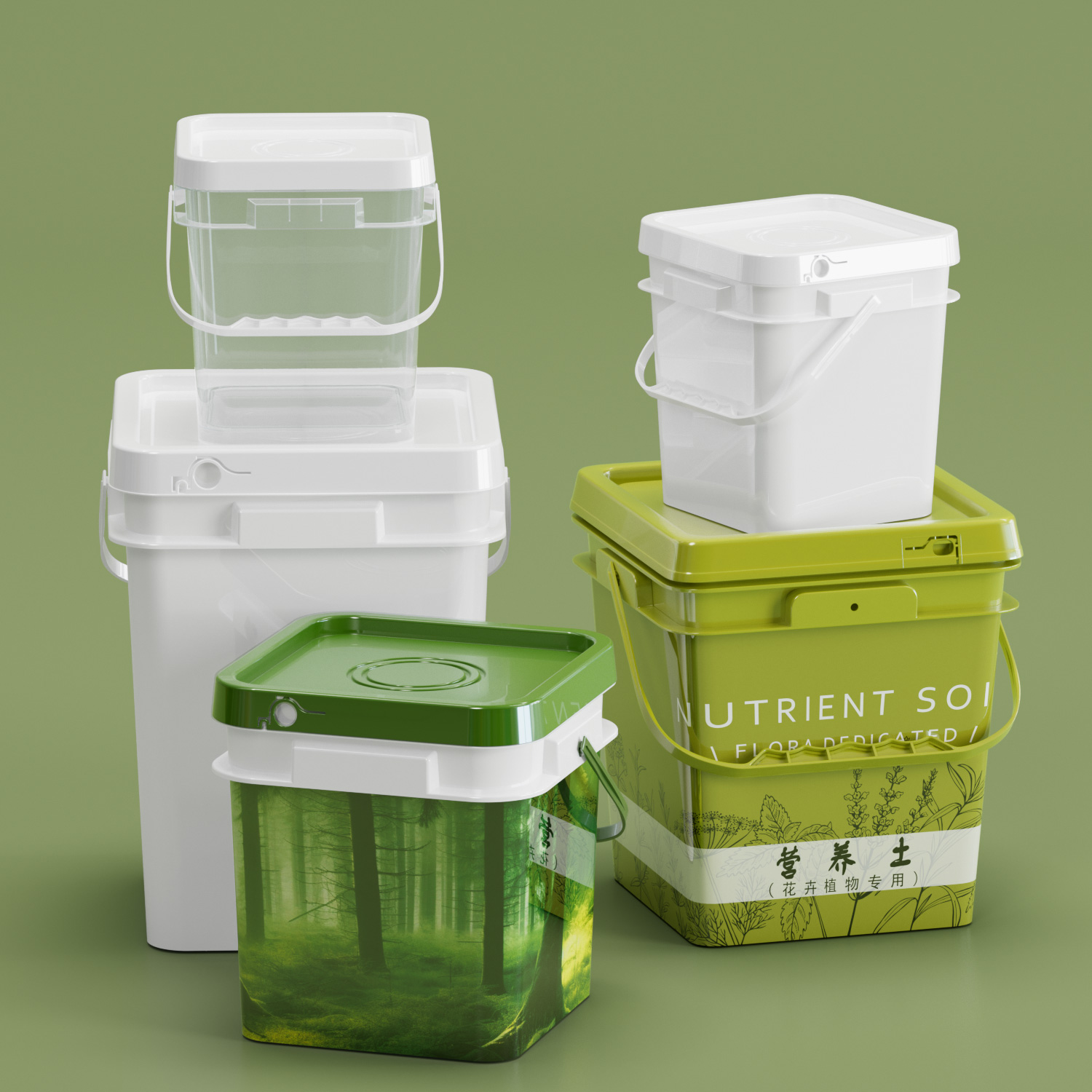 Square Plastic Bucket for Pet Food Packaging