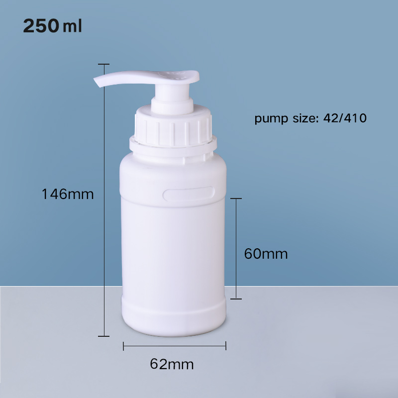 250ml HDPE bottle round with Pump