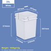 20L White Square Plastic Bucket with Metal Handle