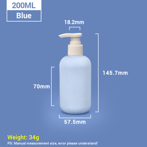 200ml Blue Plastic Shampoo Bottles with Apricot Pump Cap