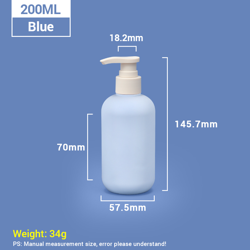 200ml Blue Plastic Shampoo Bottles with Apricot Pump Cap