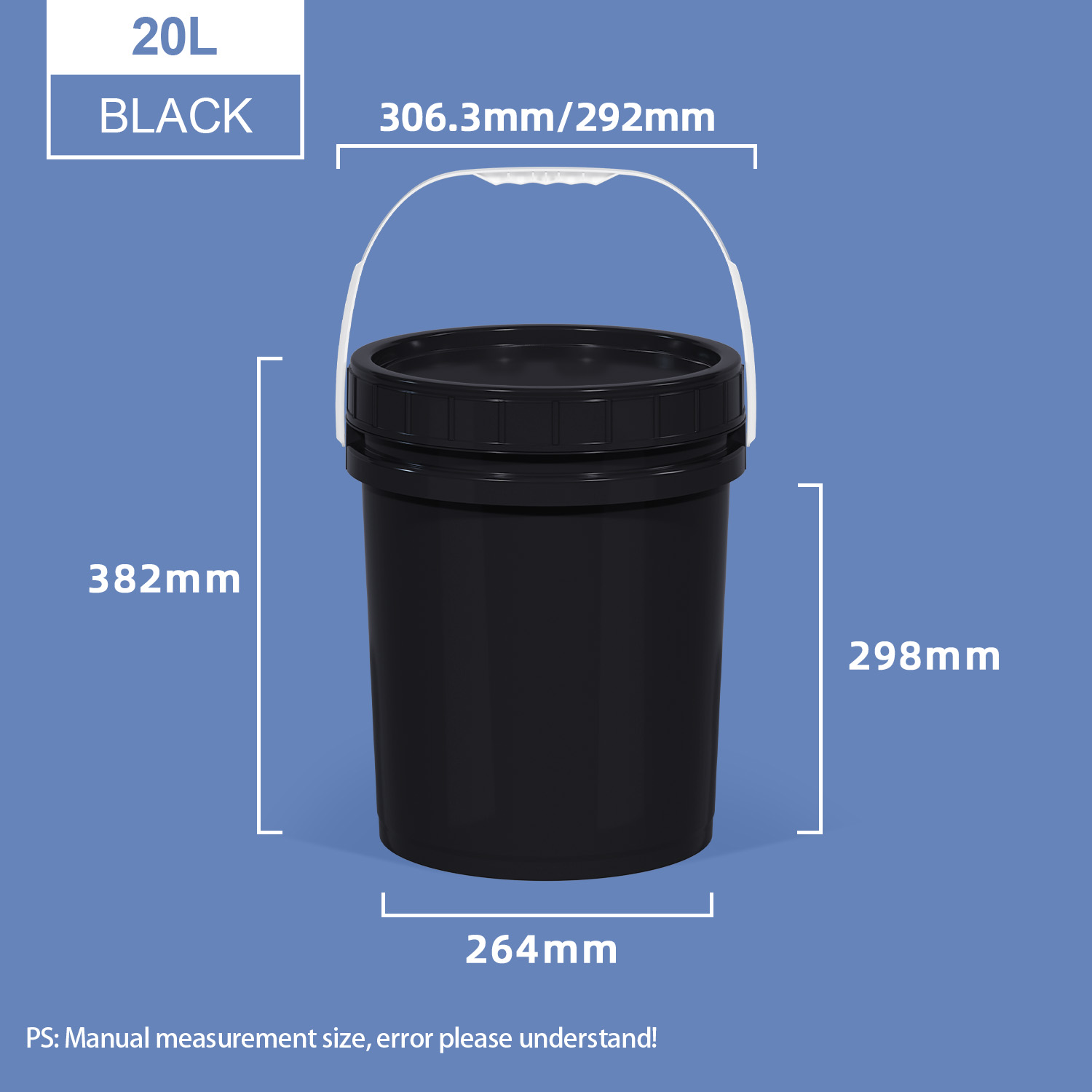 20L 5 Gallon Screw Top Pail Plastic Buckets with Screw On Lid