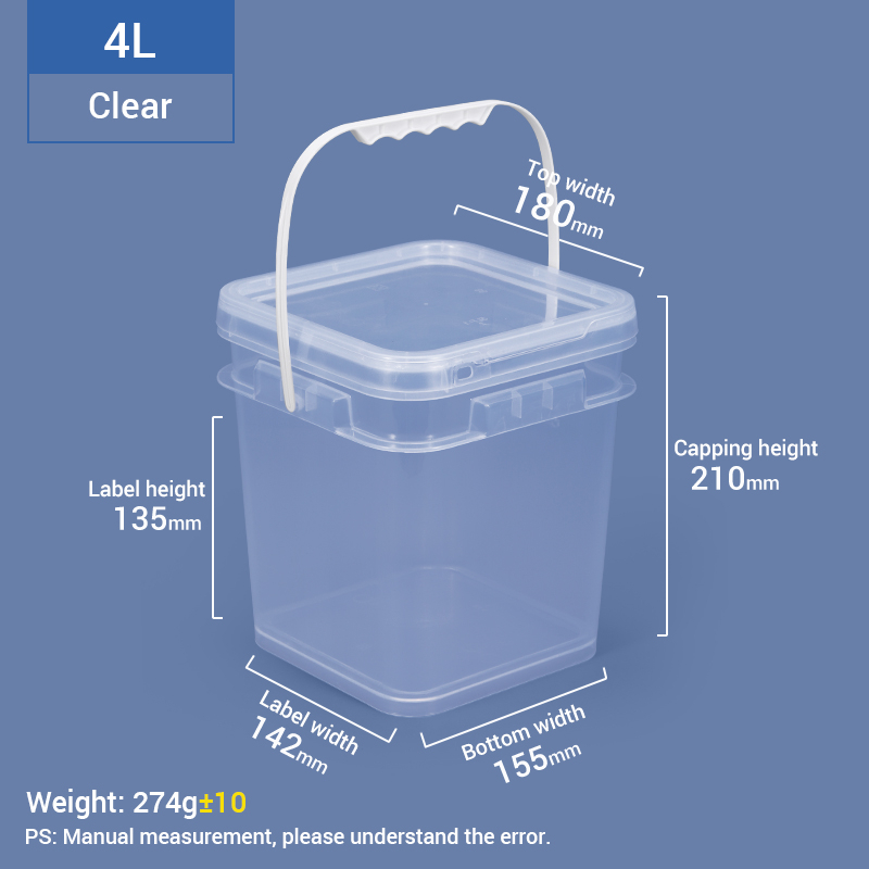 4L Square Plastic Bucket