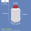 1500ml White Wide Neck Square Plastic Bottles with Red Cap