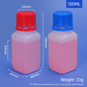 100ml Square Shape Chemical Reagent HDPE Bottle with Inner Plug And Screw Cap