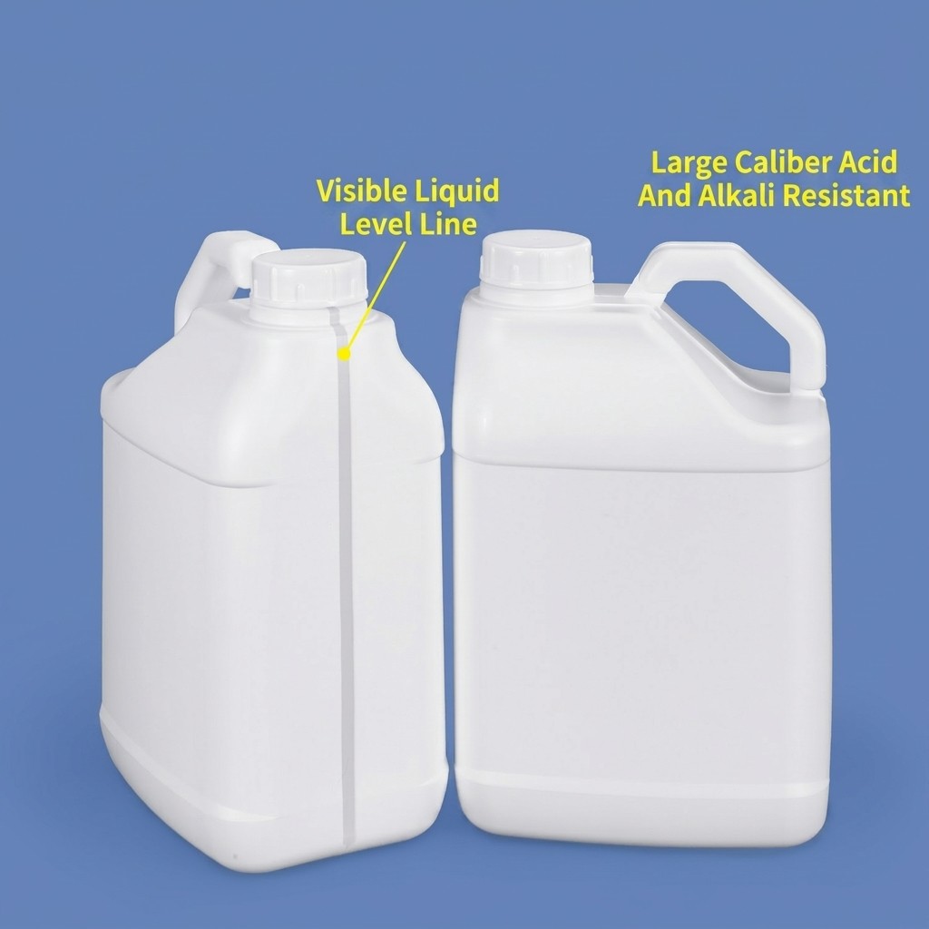 5L HDPE Plastic Square Jerry Can with Large Handle, Screw Cap, Foil Liner, Leakproof for Paint and Chemicals
