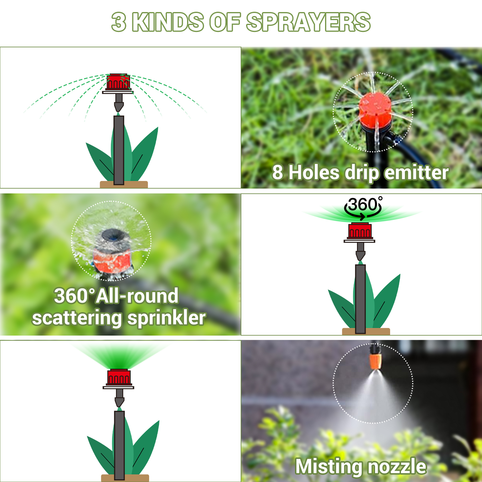 Drip Irrigation System for Garden, Plant Watering System Greenhouse Sprinkler Accessories, 226FT Drip Irrigation Kit with 1/4 1/2 inch Tubing for Outdoor Plants, Raised Garden Bed, Yard Potted, Lawn