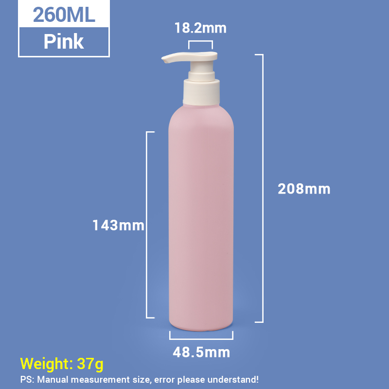 260ml Pink Plastic Shampoo Bottles with Apricot Pump Cap
