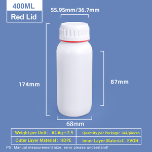 400ml White Plastic Coex Bottle with Red Colored Ring Around Cap