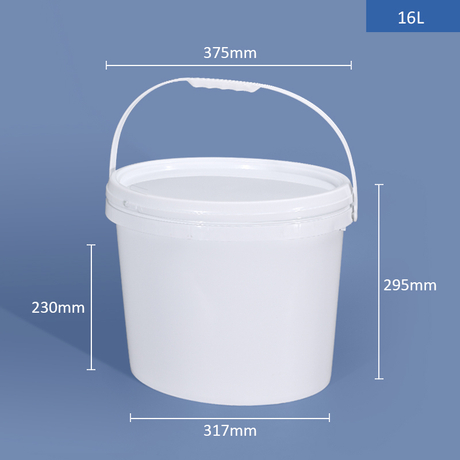 16L 4 Gallon Oval Pail Plastic Bucket with Lid and Handle for Paint and Coatings