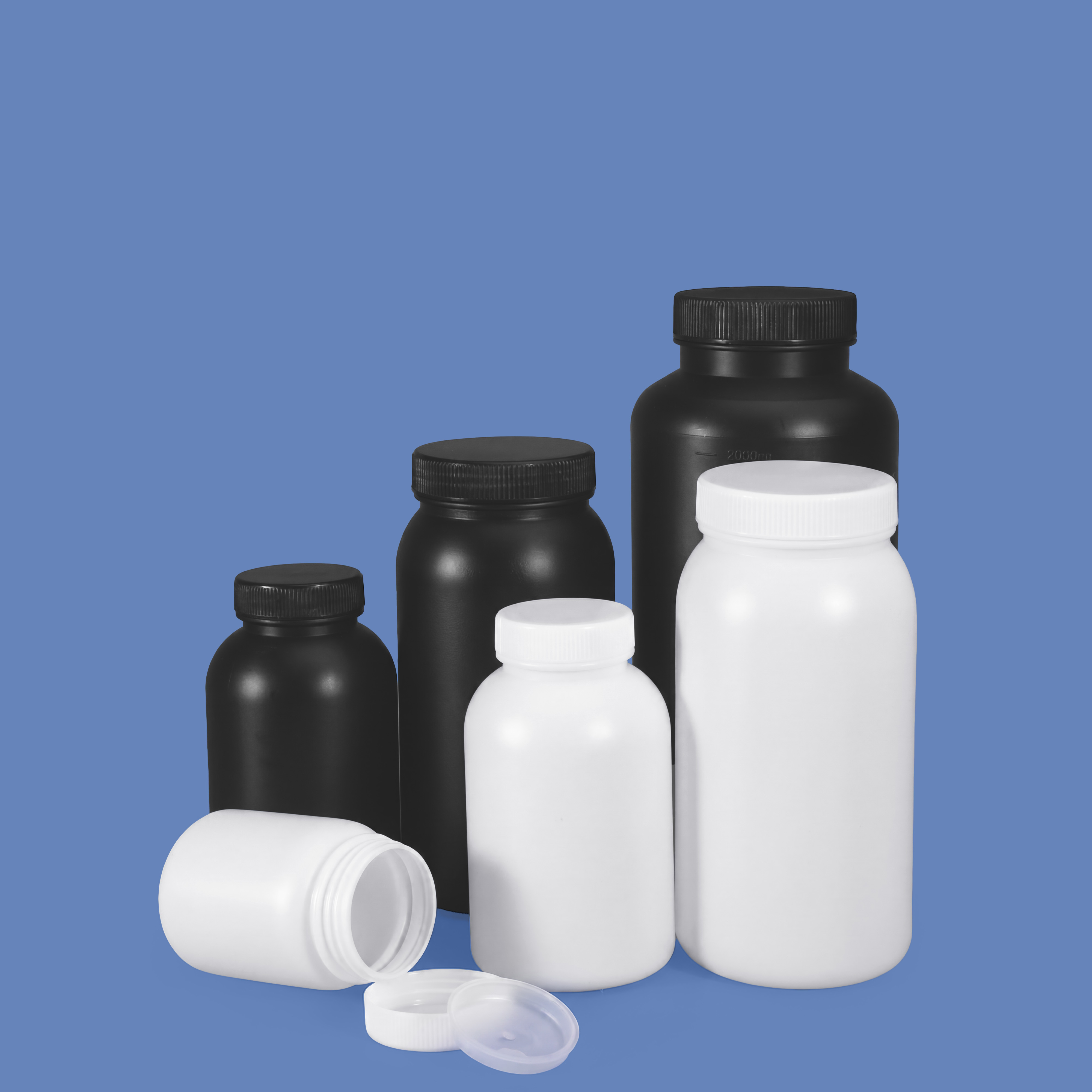 Factory Direct Black White HDPE Wide Mouth Plastic Bottle with Inner Cap Leakproof for Chemical Lab Use