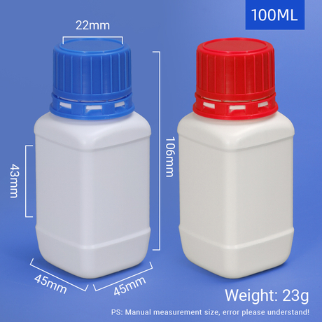100ml Square Shape Chemical Reagent HDPE Bottle
