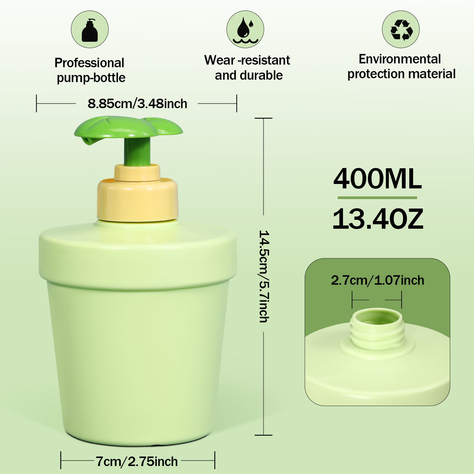 400ml Cosmetic Shampoo and Conditioner Bottle With Pump Body Wash Bottle