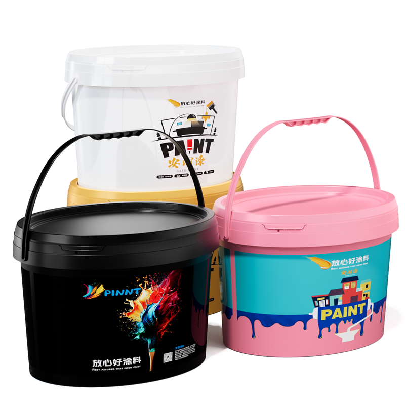 White Oval Paint Bucket with Handle And Lid for Mixing And Painting 