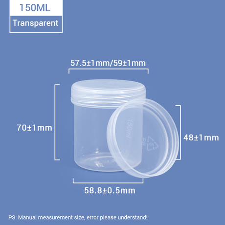Clear 150ml Plastic Jar with Inner Ring Lid for Food Power Storage