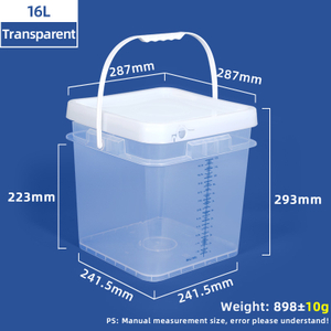 10L Square Graduated Mixing Pail Plastic Measuring Bucket