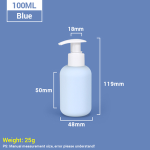 100ml 3.4oz Blue Travel Size Plastic Shampoo Bottles with Self-locking Pump