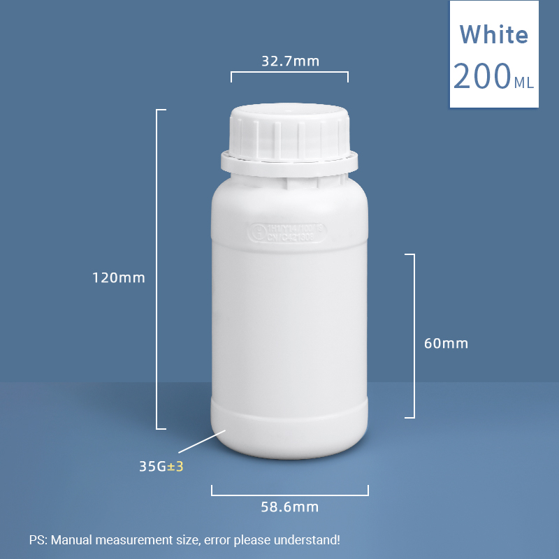 200ML Fluorinated Plastic HDPE Bottle