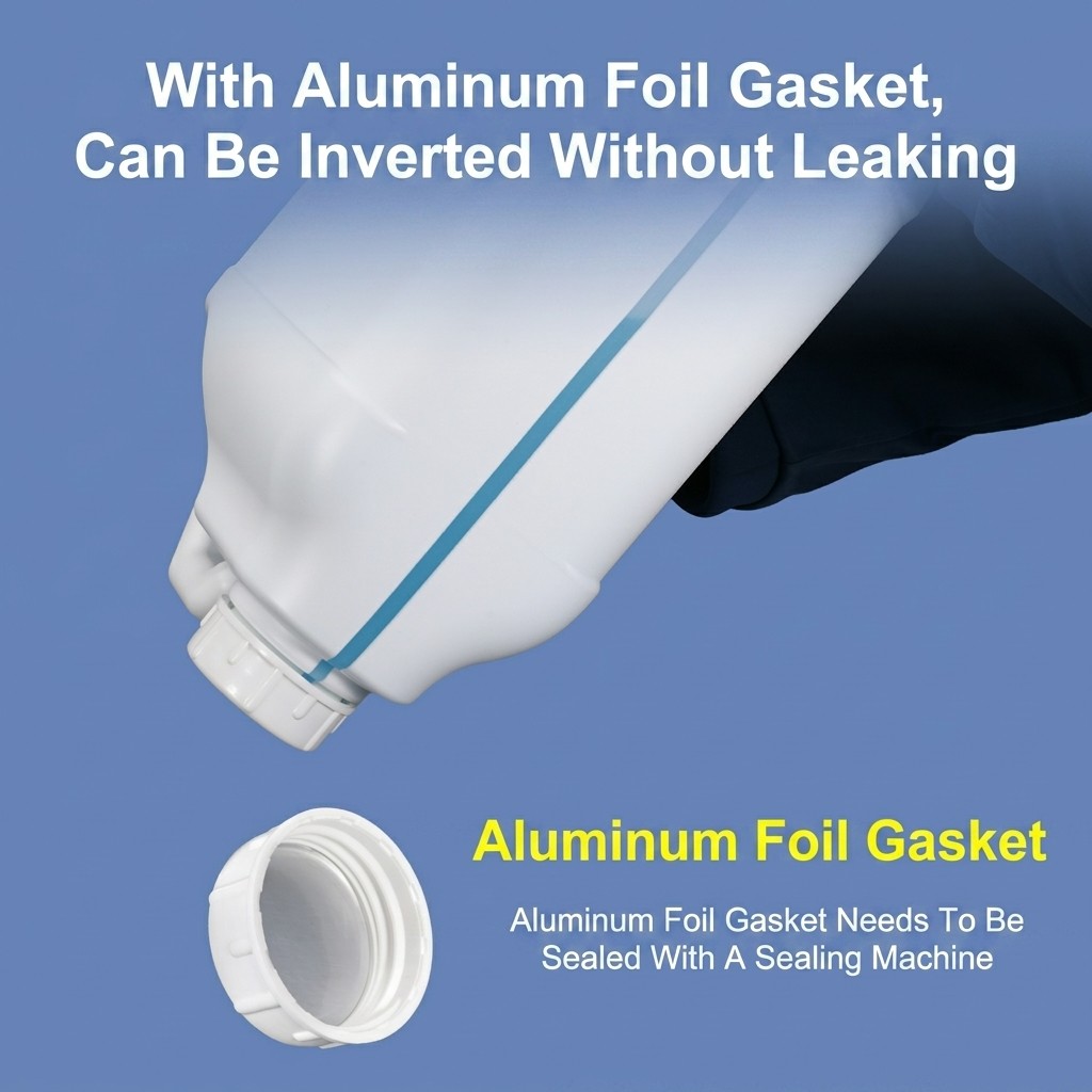 5L HDPE Plastic Square Jerry Can with Large Handle, Screw Cap, Foil Liner, Leakproof for Paint and Chemicals