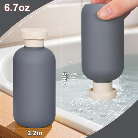 200ml Luxury Grey Plastic Travel Shampoo Bottles with Flip Cap