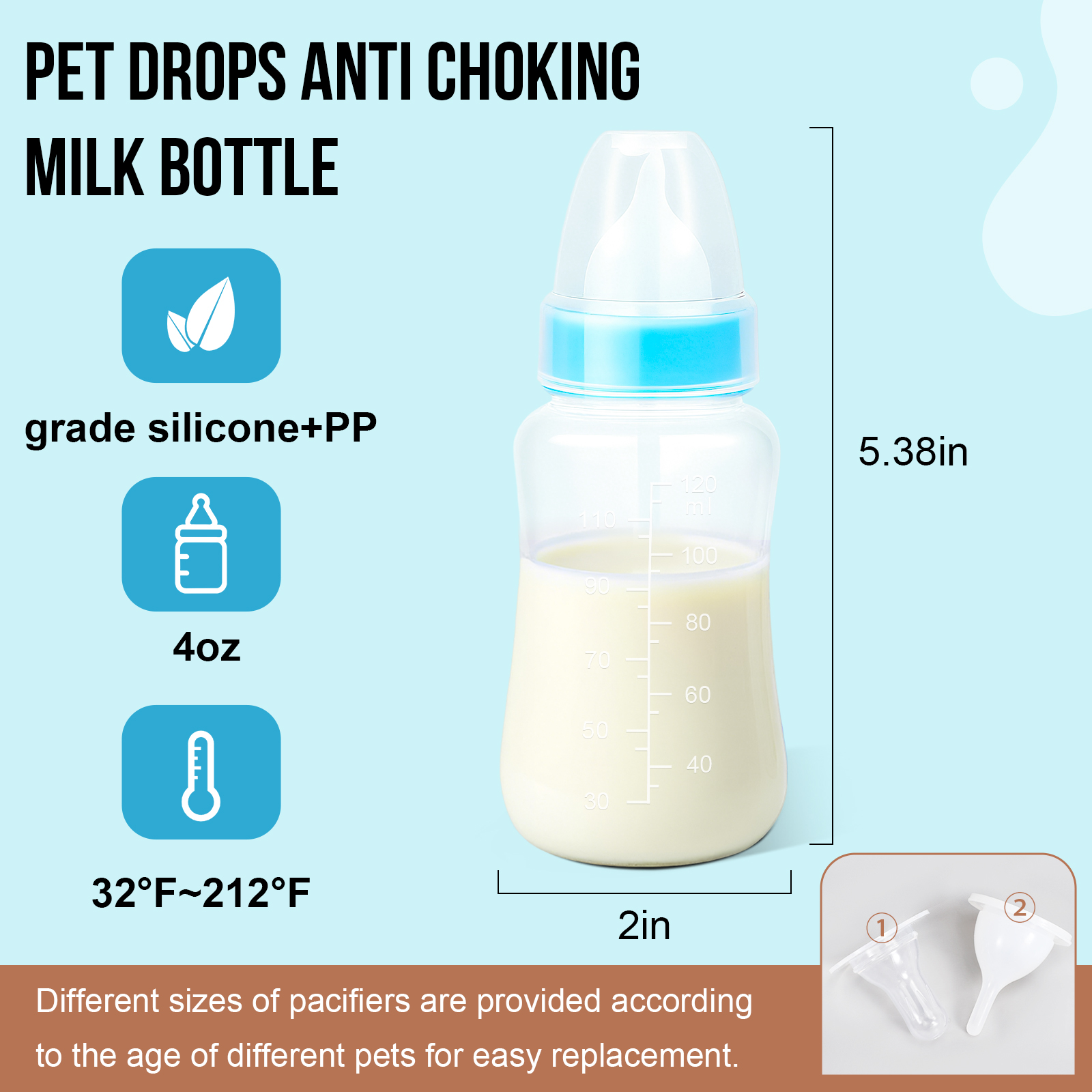120ml Food Grade Nursing Bottle for Newborn Pets