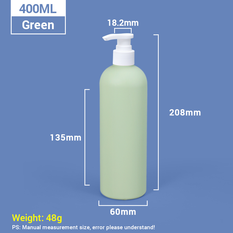 400ml Green Plastic Shampoo Bottles with White Pump Cap