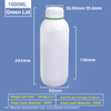 1L White Plastic Coex Bottle with Green Colored Ring Around Cap