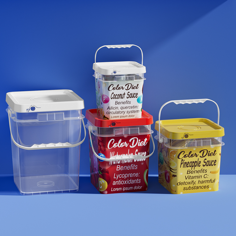 Square Plastic Bucket for Pet Food Packaging